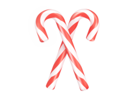 Two red and white traditional 3D Chirstmas holiday sticks decoration sweet candy png