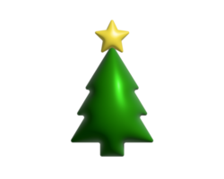 The isolated green Christmas tree 3D icon with yellow star on top png