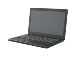 Black Computer laptop icon isolated on transparent 3D Rendering png