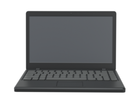 Black Computer laptop icon isolated on transparent 3D Rendering png