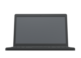 Black Computer laptop icon isolated on transparent 3D Rendering png