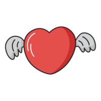 Happy valentines day heart love wings icon. png