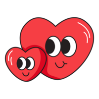 Cute couple hearts in love valentine day cartoon. png