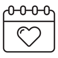 Calendar with heart line icon. png