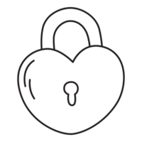 Heart shape lock cartoon line icon. png