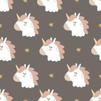 seamless pattern with cartoon unicorns. Magic. Colorful vector flat style for kids. Animals. hand drawing. baby design for fabric, print, wrapper