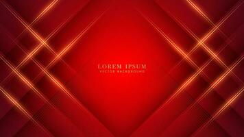 Golden line stripes crossing diagonally on luxurious red background. Elegant design style concept vector