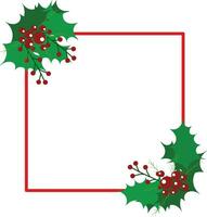 frame with berry and leaves on corner for christmas vector