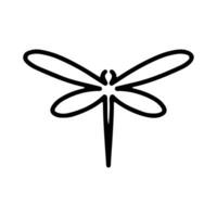 Dragonfly Line Art Doodle Illustration,  Simple and minimalist insect dragonfly logo design. Outline dragonfly logo vector