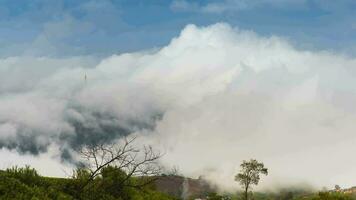 cloudy foggy landscape view above of mountain video