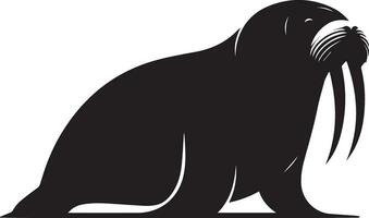 minimal walrus vector silhouette black color white background