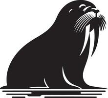 minimal walrus vector silhouette black color white background 7