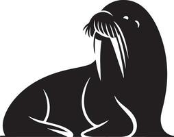 minimal walrus vector silhouette black color white background 4