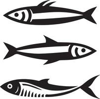 minimal Anchovy vector silhouette black color white background 7