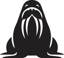 minimal walrus vector silhouette black color white background 14