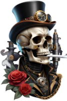 AI generated Steampunk Skull PNG Transparent Background