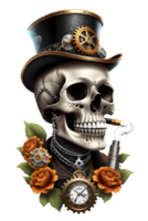 AI generated Steampunk Skull PNG Transparent Background