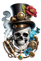 ai generiert Steampunk Schädel png transparent Hintergrund