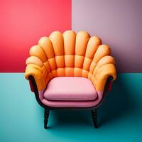 AI generated Bright stylish handmade chair, lonely chair - AI generated image photo