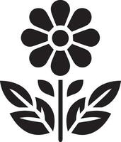 Flower Icon vector art illustration, black color isolated white background 8