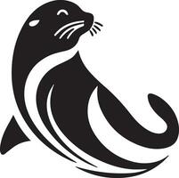 minimal sea lion vector silhouette, white background