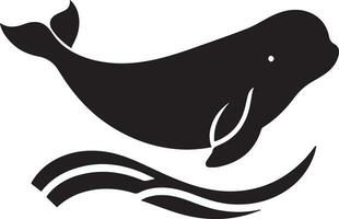 minimal Beluga whale vector silhouette black color white background 23