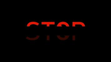 an illustrative video containing the command to stop with a disappearing effect in red and a black background.  Suitable for vehicle accessories or those related to transportation