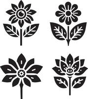 Flower Icon vector art Illustration black color 19