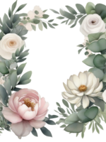 ai gerado livre png boho Casamento felicidade bege flores aguarela clipart para convites, generativo ai