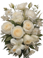 ai generato gratuito png boho nozze beatitudine beige fiori acquerello clipart per inviti, generativo ai