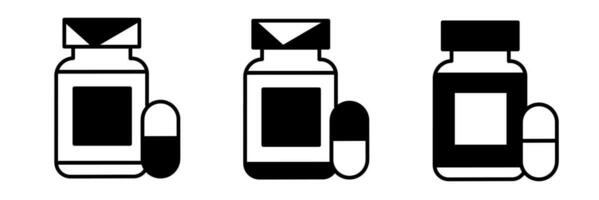 fármaco botella ilustración. fármaco botella icono vector colocar. diseño para negocio. valores vector.