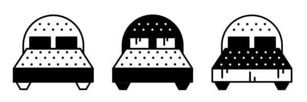 cama ilustración. cama icono vector colocar. diseño para negocio. valores vector.