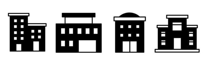 Building icon vector black and white Illustration design for business. Stock vector.