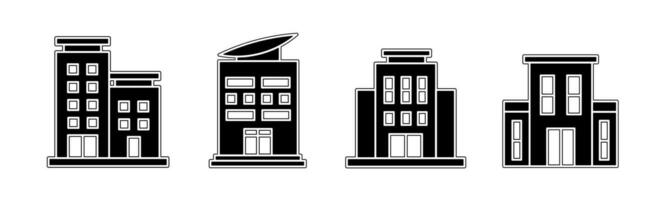 edificio icono recopilación. un ilustración de un negro edificio icono. valores vector. vector
