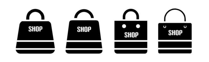 compras bolso icono recopilación. un ilustración de un negro compras bolso icono. valores vector. vector