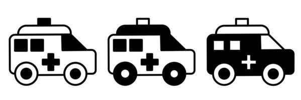 Ambulance illustration. Ambulance icon vector set. Design for business. Stock vector.