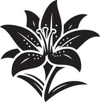 minimal Lily flower icon Vector silhouette black color white background 18