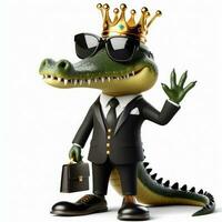 AI generated Illustration of an Alligator Toy Dressed in a Suit and Sunglasses Created With Generative AI Technology photo