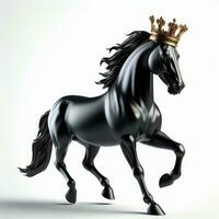 AI generated Illustration of a Majestic Black Horse Wearing a Crown Created With Generative AI Technology photo