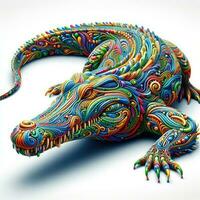 AI generated Illustration of a Colorful Art of a Crocodile Created With Generative AI Technology photo
