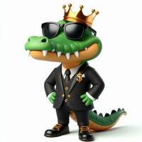 AI generated Illustration of an Alligator Toy Dressed in a Suit and Sunglasses Created With Generative AI Technology photo