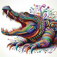 AI generated Illustration of a Colorful Art of a Crocodile Created With Generative AI Technology photo