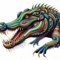 AI generated Illustration of a Colorful Art of a Crocodile Created With Generative AI Technology photo