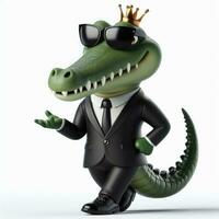 AI generated Illustration of an Alligator Toy Dressed in a Suit and Sunglasses Created With Generative AI Technology photo