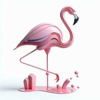 AI generated Illustration of Pink Flamingo Perched on a Vibrant Green Plant Created With Generative AI Technology photo