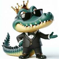 AI generated Illustration of an Alligator Toy Dressed in a Suit and Sunglasses Created With Generative AI Technology photo