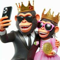AI generated Illustration of a Stylish Monkey King with a Cell Phone Created With Generative AI Technology photo