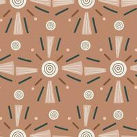 Abstract vector seamless boho pattern, shapes and spots, flat style.