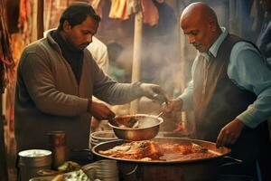 AI generated Two Men Preparing Food in a Restaurant photo