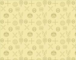 Ancient and Mystical Symbols on Yellow Pattern vector